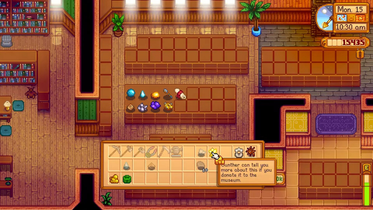 Donating artifacts and minerals at the Museum in Stardew Valley