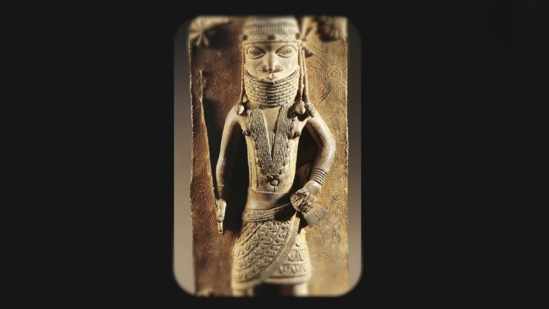 Image of an ancient statue displayed in the British Museum as part of the history Threads for kids exhibit
