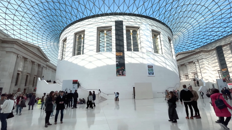 Visitors inside the British Museum’s Great Court in London